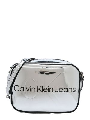 Borsa a tracolla a tinta unita Calvin Klein Jeans argento