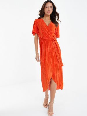 Плиссированный платье на запах Quiz оранжевый