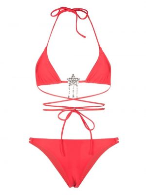 Bikini à imprimé en cristal Alessandra Rich rouge