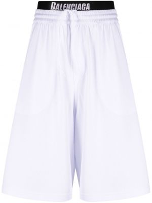 Pantaloni scurți din jerseu plasă Balenciaga alb