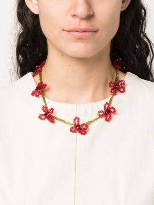 Geblümte perlen brosche mit kristallen Simone Rocha