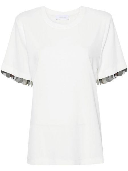T-shirt à paillettes Rabanne blanc