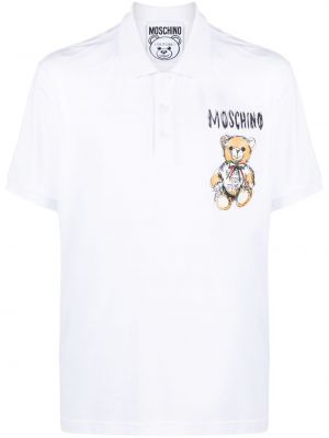 Памучна поло тениска Moschino бяло