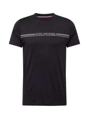 Dryžuotas marškinėliai slim fit Tommy Hilfiger juoda