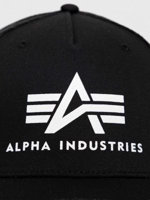 Хлопковая шапка с принтом Alpha Industries черная
