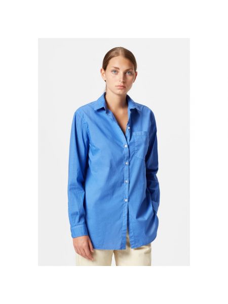Camisa con bordado de algodón Massimo Alba azul