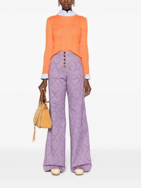 Pantalon à imprimé à motif géométrique large Etro violet