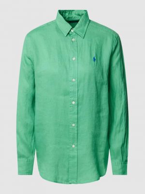 Lniana koszula Polo Ralph Lauren zielona