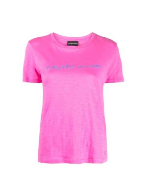 Koszulka bawełniana Emporio Armani różowa