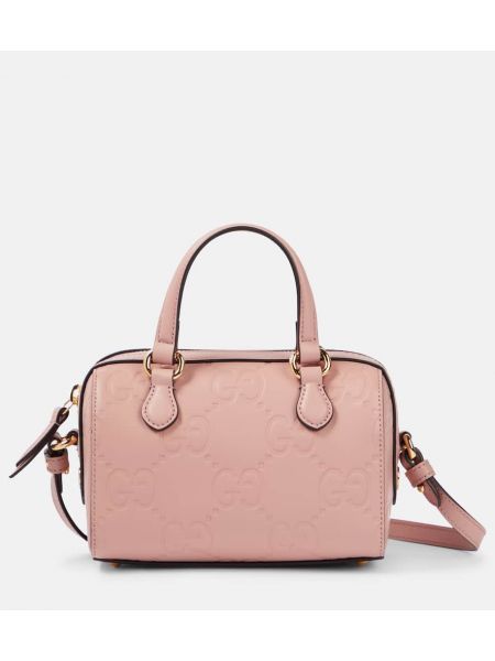 Кожени шопинг чанта Gucci розово