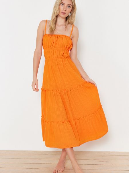 Μάξι φόρεμα παραλίας Trendyol πορτοκαλί