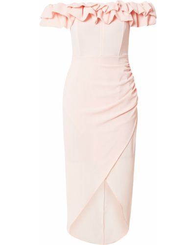Jednofarebné priliehavé dlouhé šaty na zips Tfnc - ružová