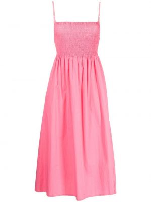 Pamučna midi haljina Faithfull The Brand ružičasta
