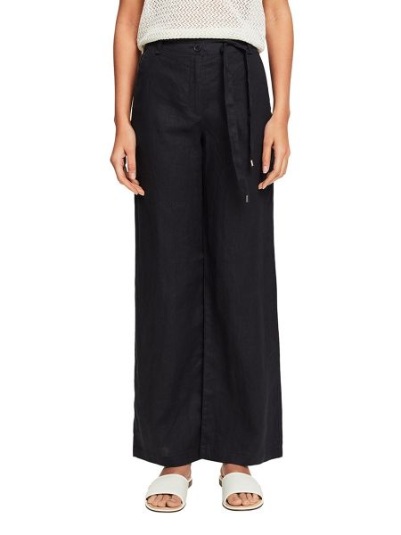 Pantalones de lino bootcut Esprit Collection negro