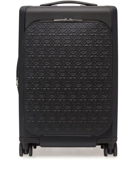 Leder reisekoffer mit print Ferragamo schwarz