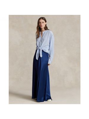 Falda midi de raso Polo Ralph Lauren azul