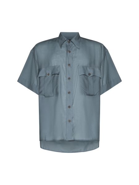 Koszula z lyocellu Giorgio Armani niebieska