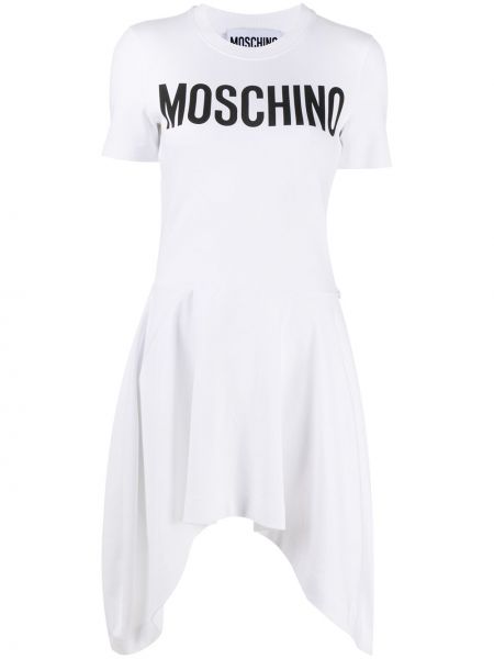 Сукня асиметричного крою з логотипом Moschino, біле