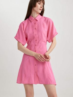 Mini obleka s kratkimi rokavi iz modala Defacto roza