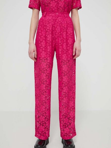 Pantaloni cu talie înaltă Desigual roz