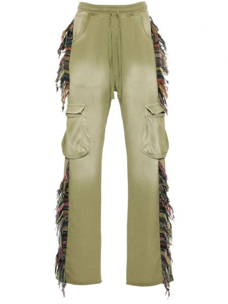 Bavlnené teplákové nohavice so strapcami Alchemist zelená