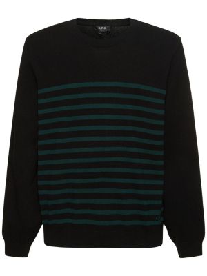 Pruhovaný bavlnený kašmírový sveter A.p.c. čierna