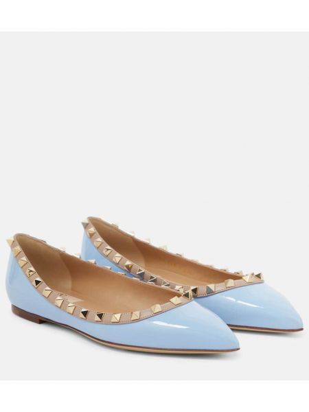 Lakkozott bőr balerina cipők Valentino Garavani kék