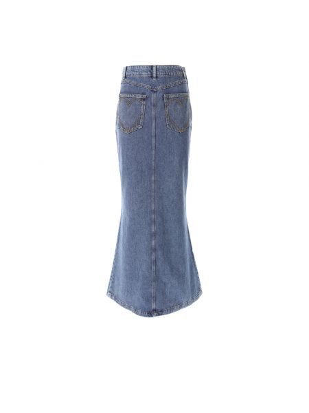Spódnica jeansowa z kieszeniami w serca Moschino niebieska