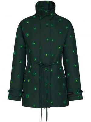 Bombažna jakna s cvetličnim vzorcem s potiskom Marni zelena