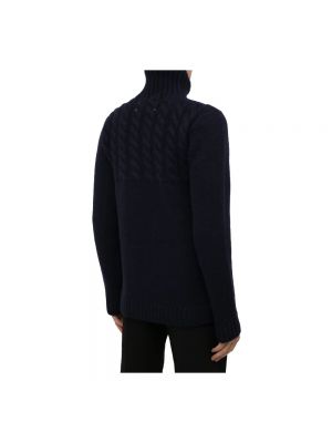 Jersey cuello alto de lana con cuello alto de tela jersey Maison Margiela azul