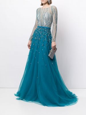 Vestido de tul de cristal Saiid Kobeisy azul