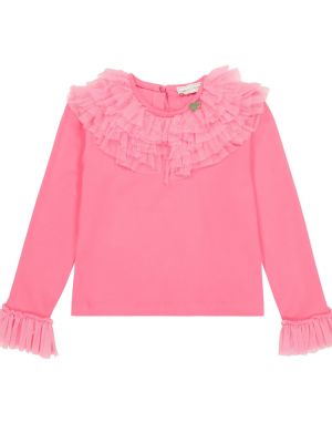 Ruffle bomull bluse for jenter Monnalisa rosa