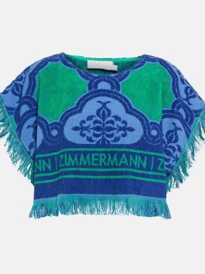 Crop top bawełniany Zimmermann niebieski