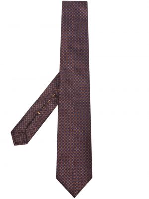 Копринена вратовръзка с принт Canali синьо