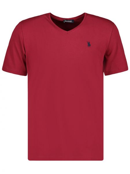 Тениска с v-образно деколте Dewberry винено червено