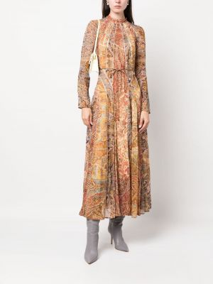 Midi šaty s potiskem s paisley potiskem Zimmermann hnědé