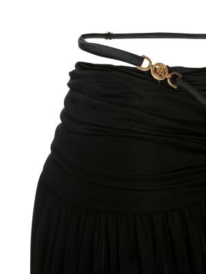 Fustă mini din viscoză plisată drapată Versace negru