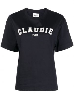 Памучна тениска с принт Claudie Pierlot синьо