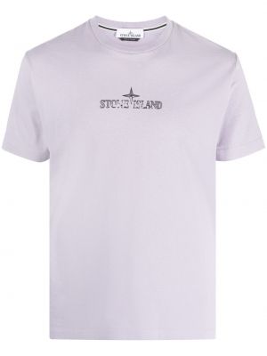 T-shirt con stampa Stone Island viola
