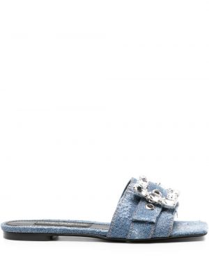 Papuci tip mules zdrențuiți de cristal Dolce & Gabbana Pre-owned albastru