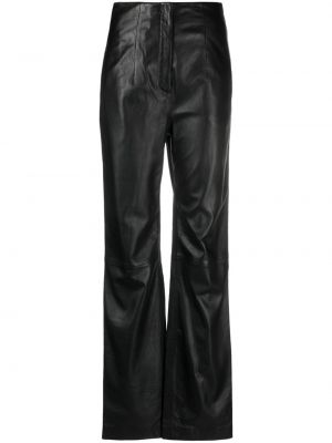 Pantalon taille haute en cuir Alberta Ferretti noir