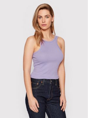 Marškinėliai slim fit Noisy May violetinė