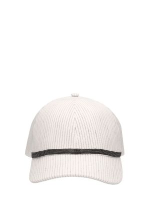Lniana czapka z daszkiem Brunello Cucinelli biała