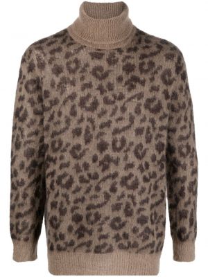 Džemperis ar apdruku ar leoparda rakstu P.a.r.o.s.h. brūns