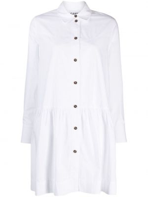 Βαμβακερή φόρεμα Ganni λευκό