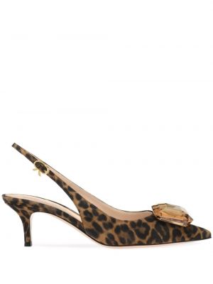 Pantofi cu toc cu imagine cu model leopard Gianvito Rossi maro