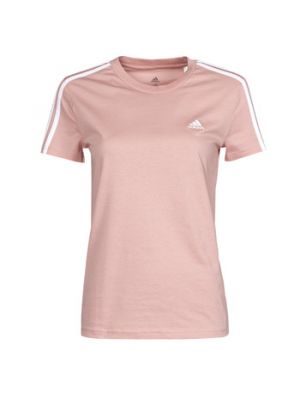T-shirt a righe Adidas rosa