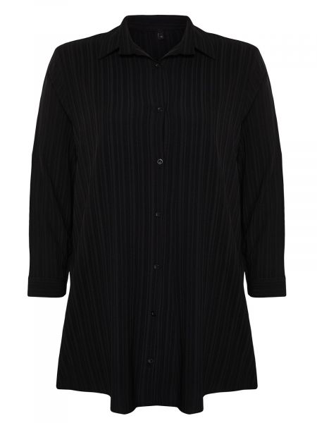 Pletená bavlnená košeľa Trendyol čierna