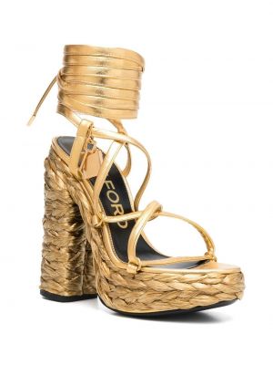 Dabīgās ādas sandales ar platformu Tom Ford zelts