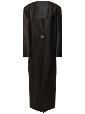 Kožený kabát The Attico černý